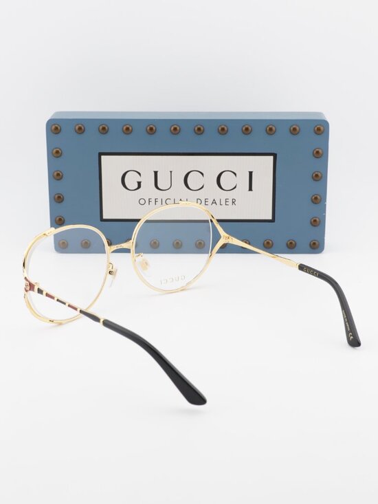 Gucci GG0596OA 003 Round Eyeglasses 58mm - Gold / Black / Red main image 5